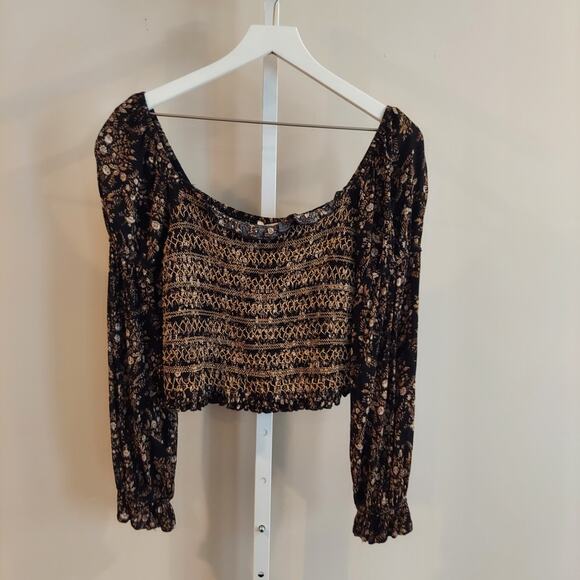 Promesa Crop Top Small Smocked Renaissance Fairy Grunge Peasant Milkmaid - Picture 1 of 7